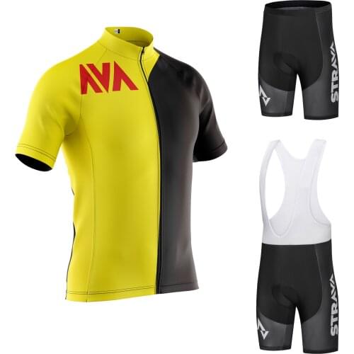 2021 STRAVA pro team Cycling Jersey Men Set Bib Shorts Set Summer Mountain Bike Bicycle Suit Bicycle Racing Uniform Clothes