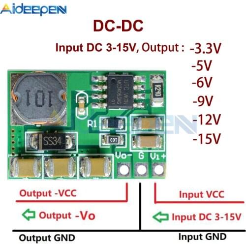 3-15V to Negative -3.3V -5V -6V -9V -12V -15V Buck-boost Converter Negative Voltage Module for ADC DAC LCD Power Supply