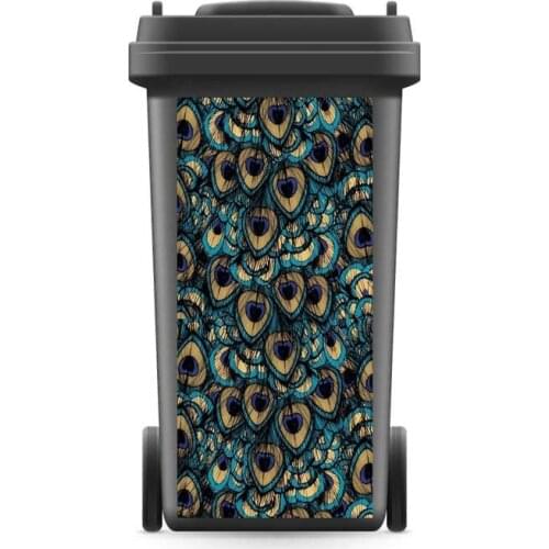 3D Rubbish Bin Sticker Modern Peacock Feather Wallpaper mural Wall Print Decal Removable Wall Mural Photo self adhesive Gift