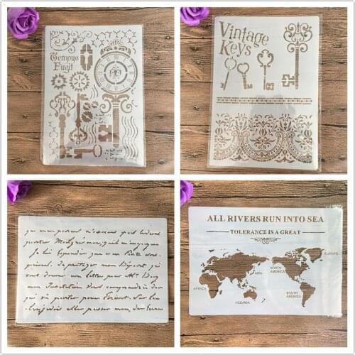 4pcs/set A4 key Mandala Stencils Painting Coloring Embossing Scrapbook Album Decorative Template cake stencil crafts books