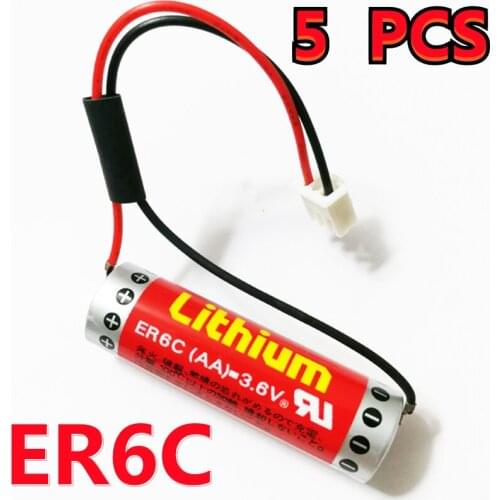 5PACK Original NEW Battery For MAXELL ER6C AA 14500 3.6V 1800mAh F2-40BL FX2N-48MT PLC CNC Industrial Lithium Battery with Plug