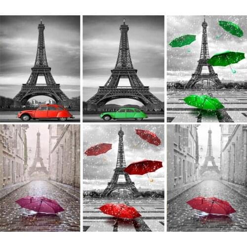 5D DIY Diamond Painting Landscape Eiffel Tower Rhinestone Picture Full Diamond Embroidery Mosaic Home Decoration Stickers