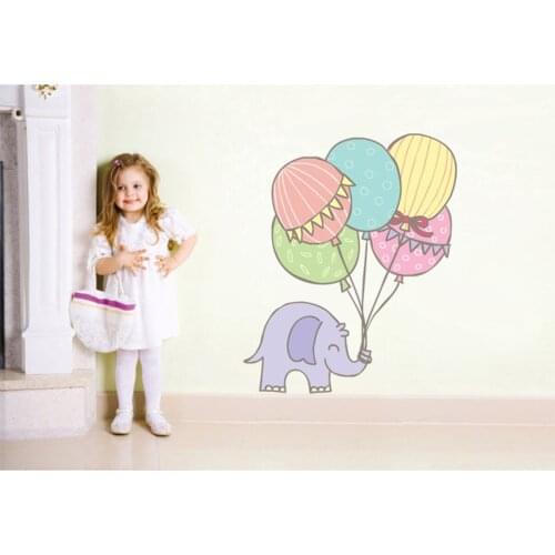 66x80 Cm Children Room Cute Elephant And Balloons Wall Adhesive Home Decor Accessory Pvc Self-Adhesive Nursery Baby wall Paper