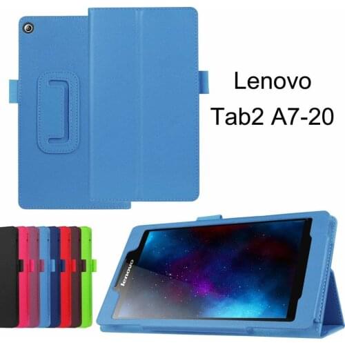 A7-10F Tablet Case Lichee Pattern PU Flip Cover Case For Lenovo Tab 2 A7-20 7.0 Tablet Leather Case For Lenovo Tab 2 A7-10 glass