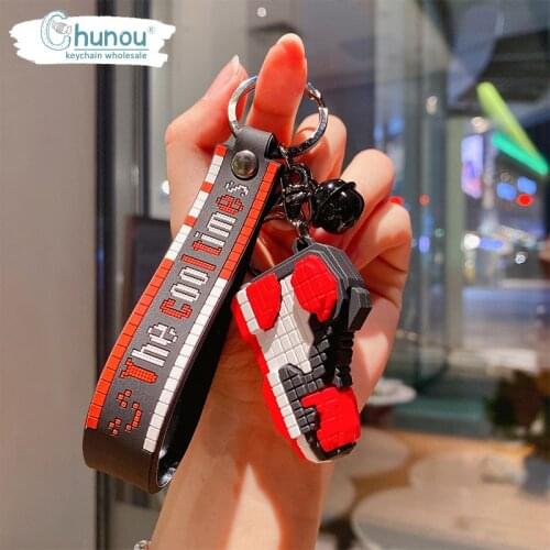 AJ Basketball Shoes Keychain Building Blocks Anime Charm Key chain Mens Backpack Keychain Accessories Friends Gift Keychain