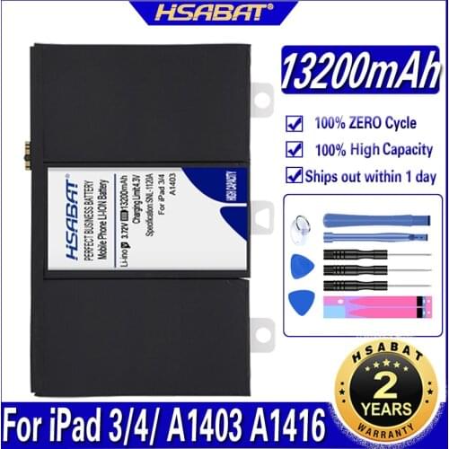 HSABAT A1389 13200mAh Tablet Battery for iPad 3 4 iPad3 iPad 4 A1458 A1403 A1416 A1430 A1433 A1459 A1460 A1389 Series Batteries