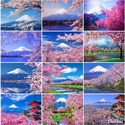 Diamond Art Painting Landscape Diamond Embroidery Full Square/Round Cherry Blossoms Cross Stitch Needlework DIY Wall Decor