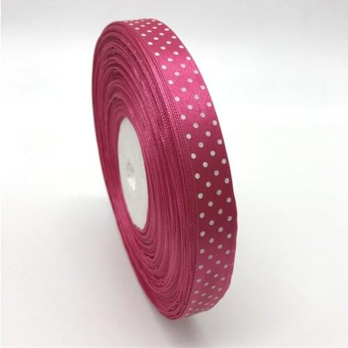 5Yards/lot 5/8" 15mm Rose Printing Polka Dot Satin Ribbon Hair Bow Party Christmas Wedding Decoration DIY Sewing Craft
