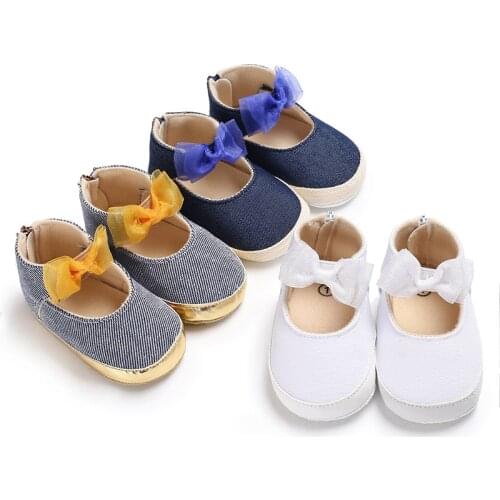 Toddler Shoes For Newborn Bowknot Baby Crib Shoes Soft Sole First Walker Anti-Slip Baby Girls Shoes Prewalker