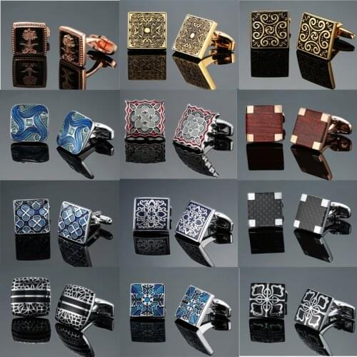DY New luxury jewelry brand of high-grade mahogany carbon fiber retro pattern Cufflinks mens shirts Cufflinks free shipping