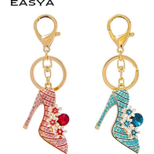 EASYA Metal Keychain Bag Decorations High Heels Crystal Key chain Jewelry Womens Accessories