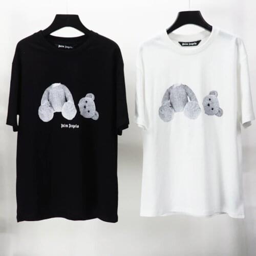 Palm Angels 21SS Letter Logo cartoon little bear men women lovers couple models fashion cotton casual short sleeve t shirt2033