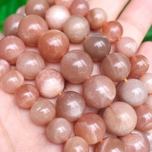 Natural Stone smooth sunstone beads Loose Spacer Beads For Jewelry Making Diy Bracelet Necklace 6mm 8mm 10mm 7.5