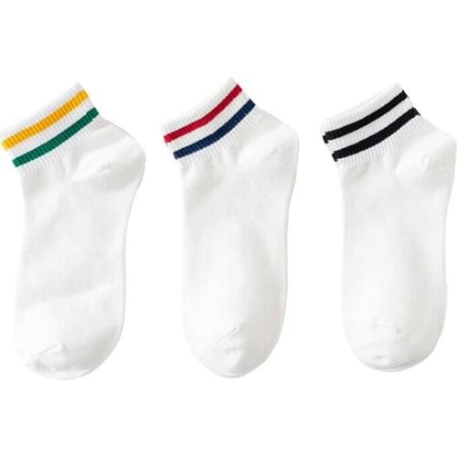 Hot Sale Sttiped Womens Mens Socks White Casual Socks Women Woman Summer Coton College Style Womens Socks Zapatos De Mujer