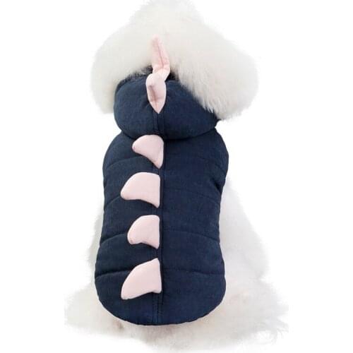 Puppy Cotton Coat Dinosaur shape With Hood Winter Thick Warm Dog Jacket French Bulldog Clothes For Small Medium Dogs