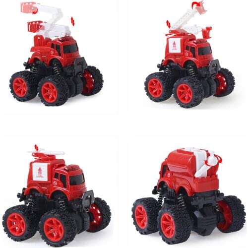 5 Types Mini Alloy Car Inertia Engineering Vehicles Simulated Diecast Model Fire Police Truck Boys Toy Kids Birthday Gifts