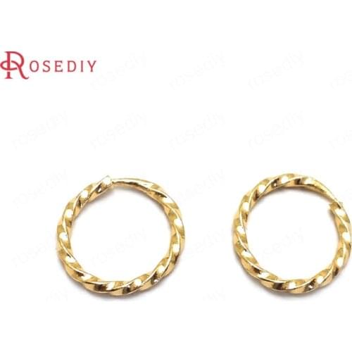 35978)20PCS 11MM thickness 1.1MM 24K Gold Color Brass Twisted Wire Rings Split Rings High Quality Jewelry Findings Accessories