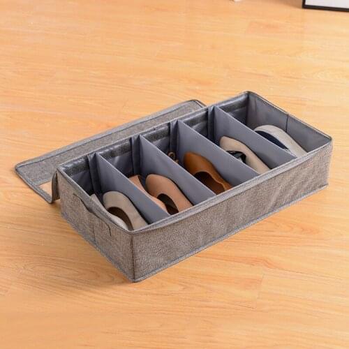 6 Grids Cotton linen Shoe Box Bed Storage Box Washable Bedroom Storage Box Shoe Cabinet Storage Box Fabric Storage Shoe Box