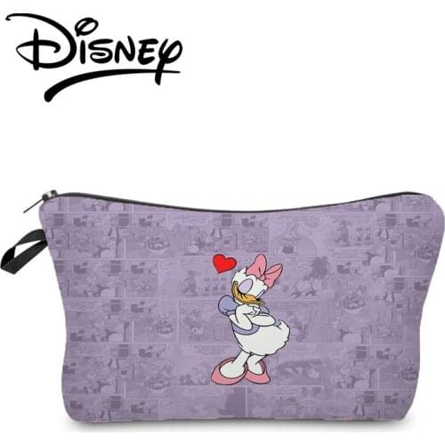 Disney Donald Duck Cosmetic Bags Cartoon Makeup Bag Pretty High Quality Fashion Storage Bag Hot Sale Girl Purple Pencil Case