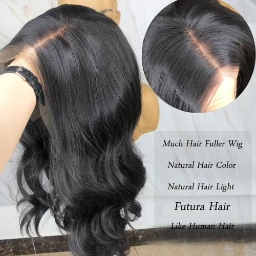 Beautiful Diary Long Body Wavy Gluesles Black Wig For Black Women 13X4Iinch Futura Hair Heat Resistant Synthetic Lace Front Wig