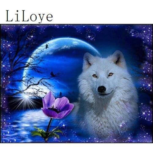 LI LOYE 5D Icon Diamond Embroidery Moon flower wolf Diamond Painting Cross Stitch Rhinestones Mosaic Sticker Decor painting Q947