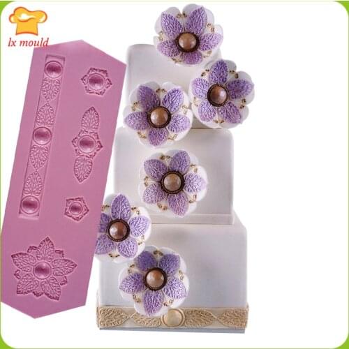 LXYY New Gem bead moulds Fudge Silicone Molds Bao Flowers Silicone Mold Lace Flower Mould