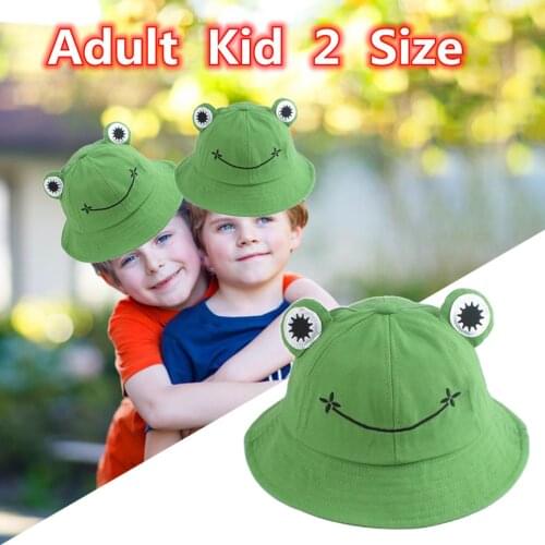 Cute Froggy Hat Parent-Kid Cartoon Frog Bucket Hat Panama Fishing Cap Fisherman Hat Homme Femme Bob Chapeau Outdoor Sun Cap