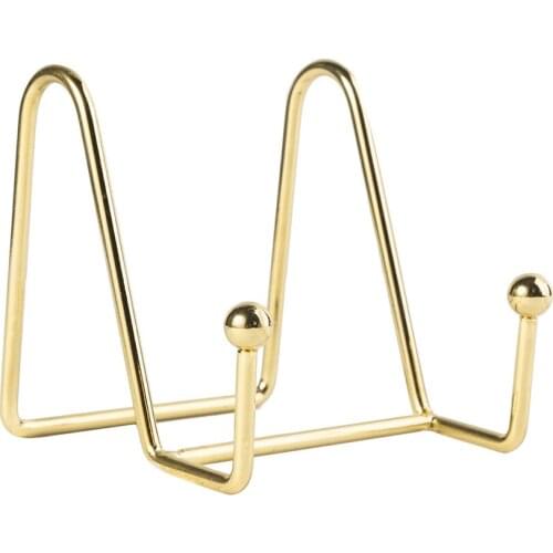 Multifunctional Iron Art Display Shelf Decorative Plate Bracket Metal Gold Square Wire Stand For Bedroom Study Room