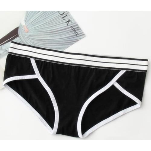 Fashion Cotton Womens Underwear Solid Color Girly Sporty Lingerie Sexy Stripes Belt Seamless Panties Low-Waist Female Briefs
