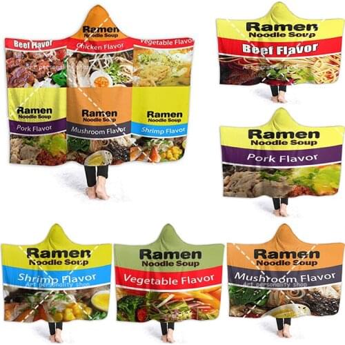 Soft Hooded Blanket Wearable Ramen Noodle Soup Flavor Unique Blanket Super Comfy Lightweight Throw for Soft Office All Seasons