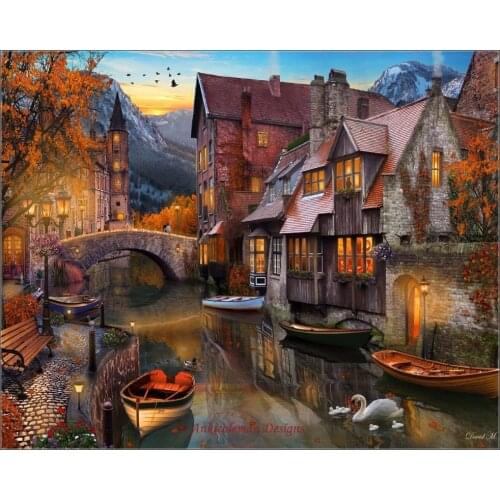 Embroidery Counted Cross Stitch Kits Needlework - Crafts 14 ct DMC color DIY Arts Handmade Decor - Autumn Canal