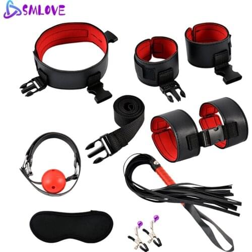 SMLOVE Diving Fabric Handcuffs Nipple Clamps Whip Sexy Anal Plug Butt BDSM Bondage Rope Sex Products Erotic Toys for Adults