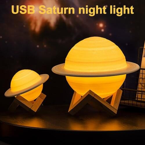 22cm USB 3D Saturn Galaxy Night Light Bedroom Decor LED Night Lamp For ChildrenS Gift Moon Lamp With Remote Controller 13-16CM