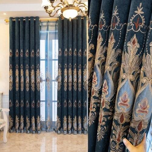New Style Light Luxury Palace Style European Style Embroidered Curtain Hollow Finished Product Curtains for Living Room Bedroom