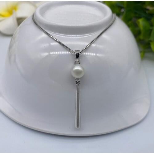 Sinya 925 pure silver stick pendant charm natural freshwater pearl necklace include 18inch chain fashion hot jewelry for women