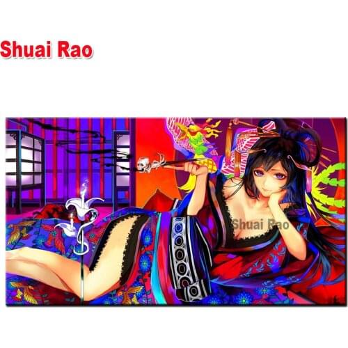 Large Diamond Painting Geisha Anime Girl 5d DIY Cross Stitch Mosaic Diamond Embroidery Bead Angel Pattern Gift