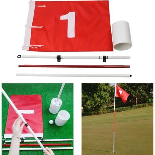 Portable 3-Section Golf Flagsticks Set Practice Hole Cup Putting Green Flag All 6 ft Golf Pin Flags