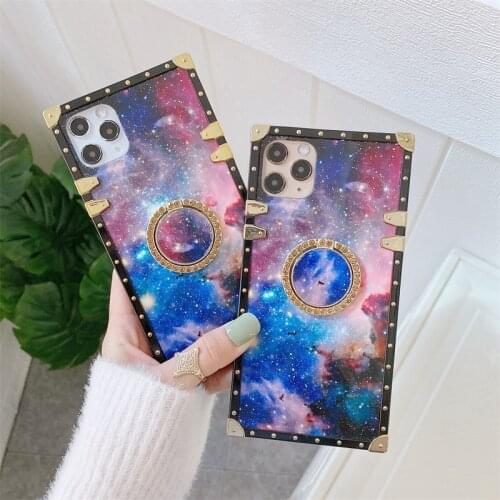 Luxury Glitter shiny starry sky Square phone case For iPhone 12mini 11Pro Max XS XR SE 7 8 Plus cover For Samsung S20 S10 S20FE