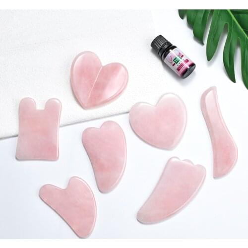 Rose Quartz Different Shape Guasha Stone Scraper Facial Skin Lifting Massage Tools With Gift Box Spa Acupuncture Body Relaxation