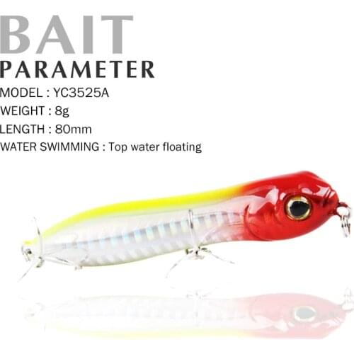 Fishing Lures 80mm 9g Top Water Floating Popper Fishing Lure 3D Eyes Quality Professional Fishing Tackle Handmade bait