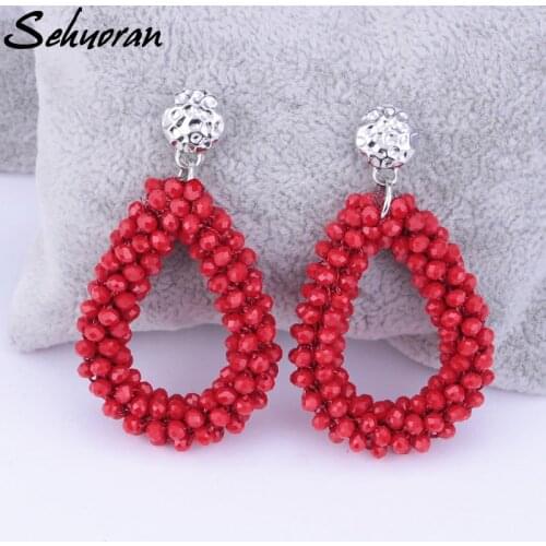 Sehuoran Aretes Boho Wedding Earrings For Woman Pendients fashion Jewelry Statement Earrings Big Drop Earrings Long Earings