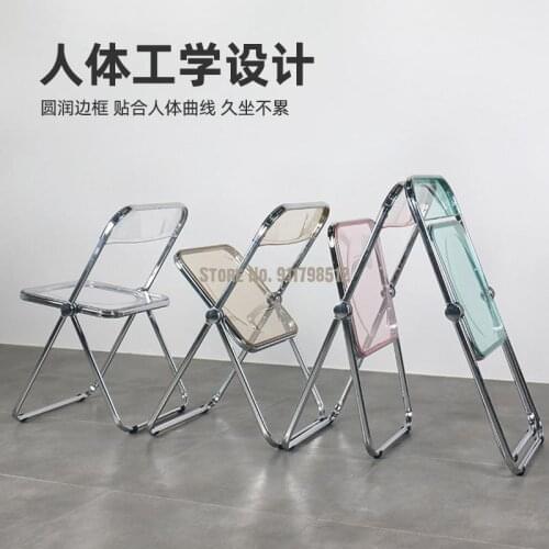 Net red photo transparent chair clothing store backrest folding acrylic plastic crystal chair makeup simple ins style