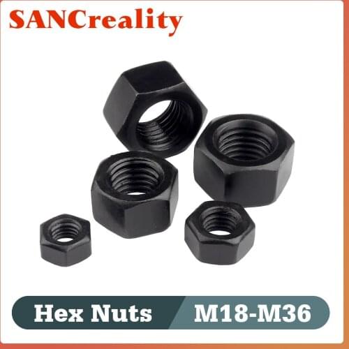 Hexagon Hex Nuts M2 M2.5 M3 M4 M5 M6 M8 M10 M12 M14 M16 M18 M20 M22 M24 M27 M30 M36 black oxide carbon steel metric hex nuts