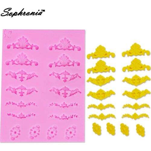 Sophronia Flower Relief Retro Border chocolate Party cake decorating tools DIY baking fondant silicone mold M389,10.3*7.5*0.5cm