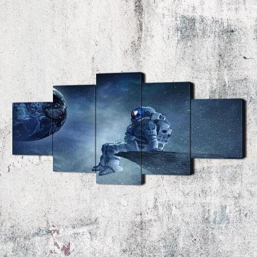 Modern Canvas Painting Outer Space Astronaut Posters and Prints Wall Art Picture for Living Room Home Decor with Frame