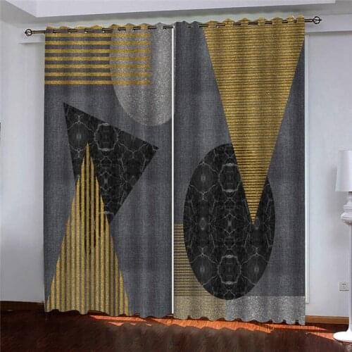Modern Home Decoration Living Room Curtains 3d Golden stripes gray Blackout 3D Window Curtains For