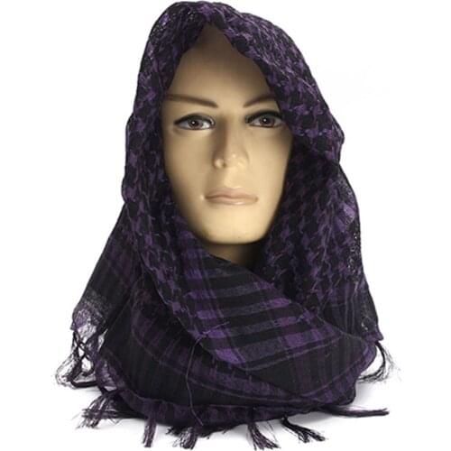 Sports Scarves Unisex Lightweight Plaid Tassel Arab Desert Shemagh KeffIyeh Cotton Camp Hiking Scarf Wrap Pashmina