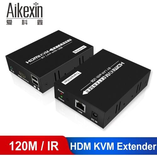 100m 120m HDMI Extender Over TCP/IP CAT5e/6 RJ45 LAN Ethernet Cable HDMI KVM Extender 120M with IR Support 1080P TX+RX