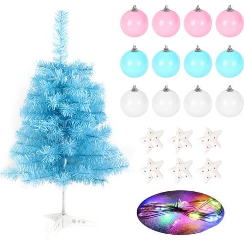 Ornaments Tabletop Mini Macaron Blue LED Light Christmas Tree Artificial Season 60cm Home Small Stylish Decor With Led Lights