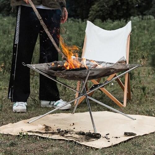 Outdoor Camping Fire Rack Grill Stainless Steel Ultra-Light Folding Detachable Barbecue Grill Bonfire Stove Wood Stove
